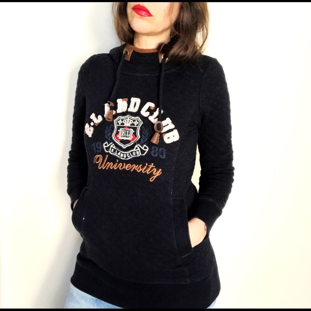 Quilted Navy E. Land Hoodie 🛡